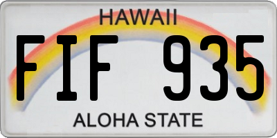 HI license plate FIF935