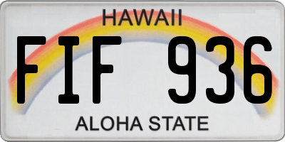HI license plate FIF936