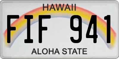 HI license plate FIF941