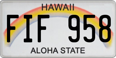 HI license plate FIF958