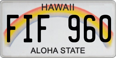 HI license plate FIF960