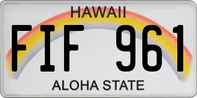 HI license plate FIF961