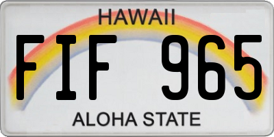 HI license plate FIF965