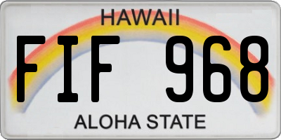 HI license plate FIF968