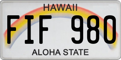 HI license plate FIF980