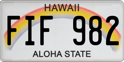 HI license plate FIF982