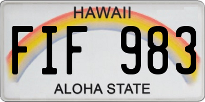 HI license plate FIF983