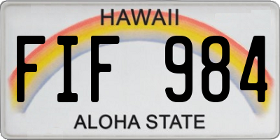 HI license plate FIF984