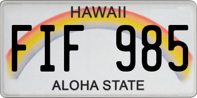 HI license plate FIF985