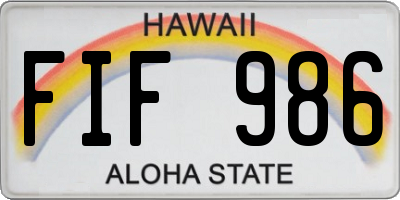 HI license plate FIF986