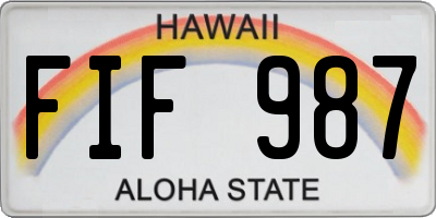 HI license plate FIF987