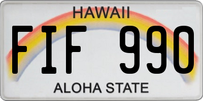 HI license plate FIF990