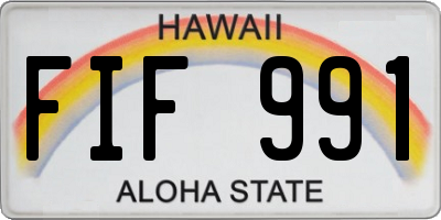 HI license plate FIF991
