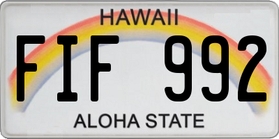 HI license plate FIF992