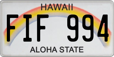 HI license plate FIF994