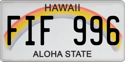 HI license plate FIF996