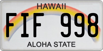 HI license plate FIF998