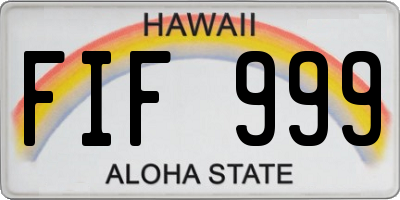 HI license plate FIF999