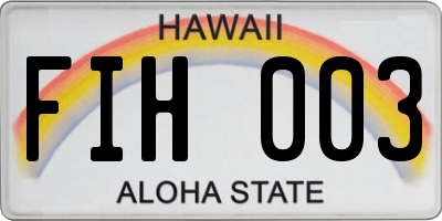 HI license plate FIH003