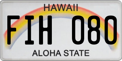 HI license plate FIH080