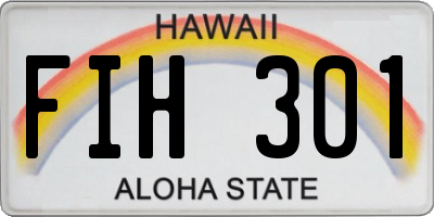 HI license plate FIH301