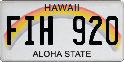 HI license plate FIH920