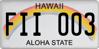 HI license plate FII003
