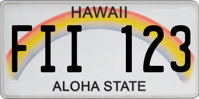 HI license plate FII123