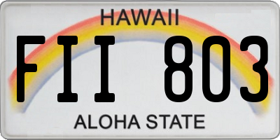 HI license plate FII803