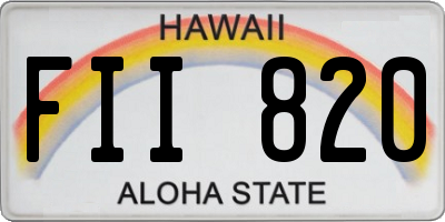 HI license plate FII820