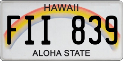 HI license plate FII839