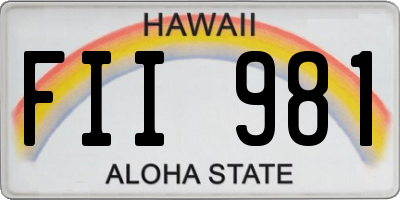 HI license plate FII981