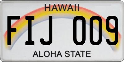 HI license plate FIJ009