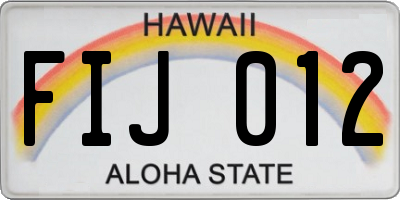 HI license plate FIJ012