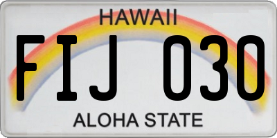 HI license plate FIJ030