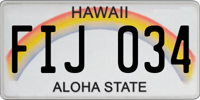 HI license plate FIJ034