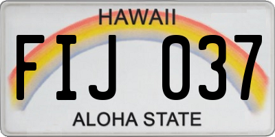 HI license plate FIJ037