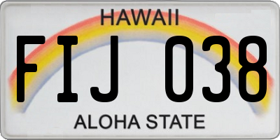 HI license plate FIJ038