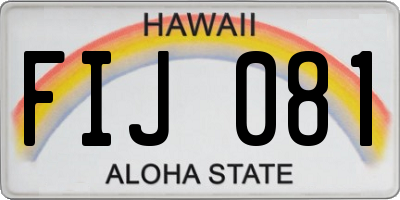 HI license plate FIJ081