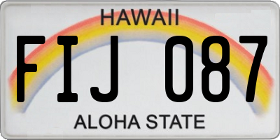 HI license plate FIJ087