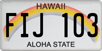 HI license plate FIJ103