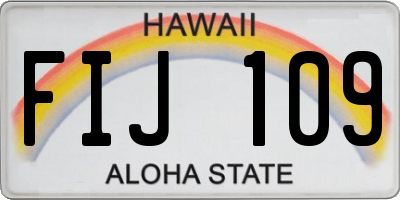 HI license plate FIJ109