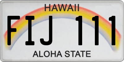 HI license plate FIJ111