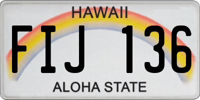 HI license plate FIJ136