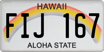 HI license plate FIJ167