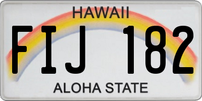 HI license plate FIJ182