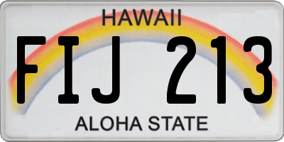 HI license plate FIJ213