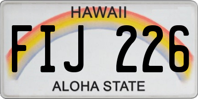 HI license plate FIJ226