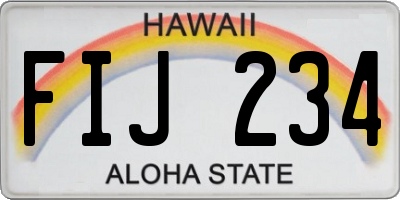 HI license plate FIJ234