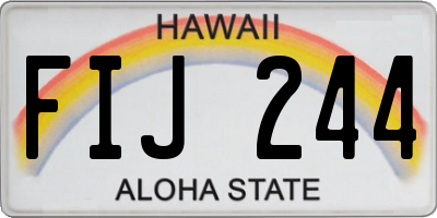 HI license plate FIJ244